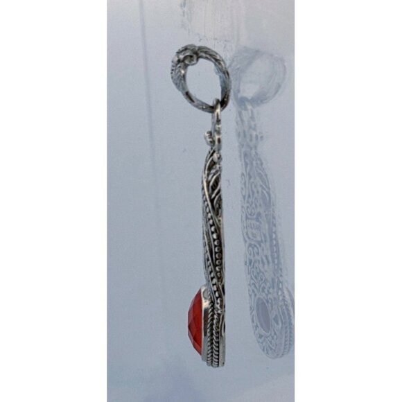 Estate SARDA Sterling Silver 925 Pink Gemstone Pendant Ornate Bali Design - Picture 4 of 9